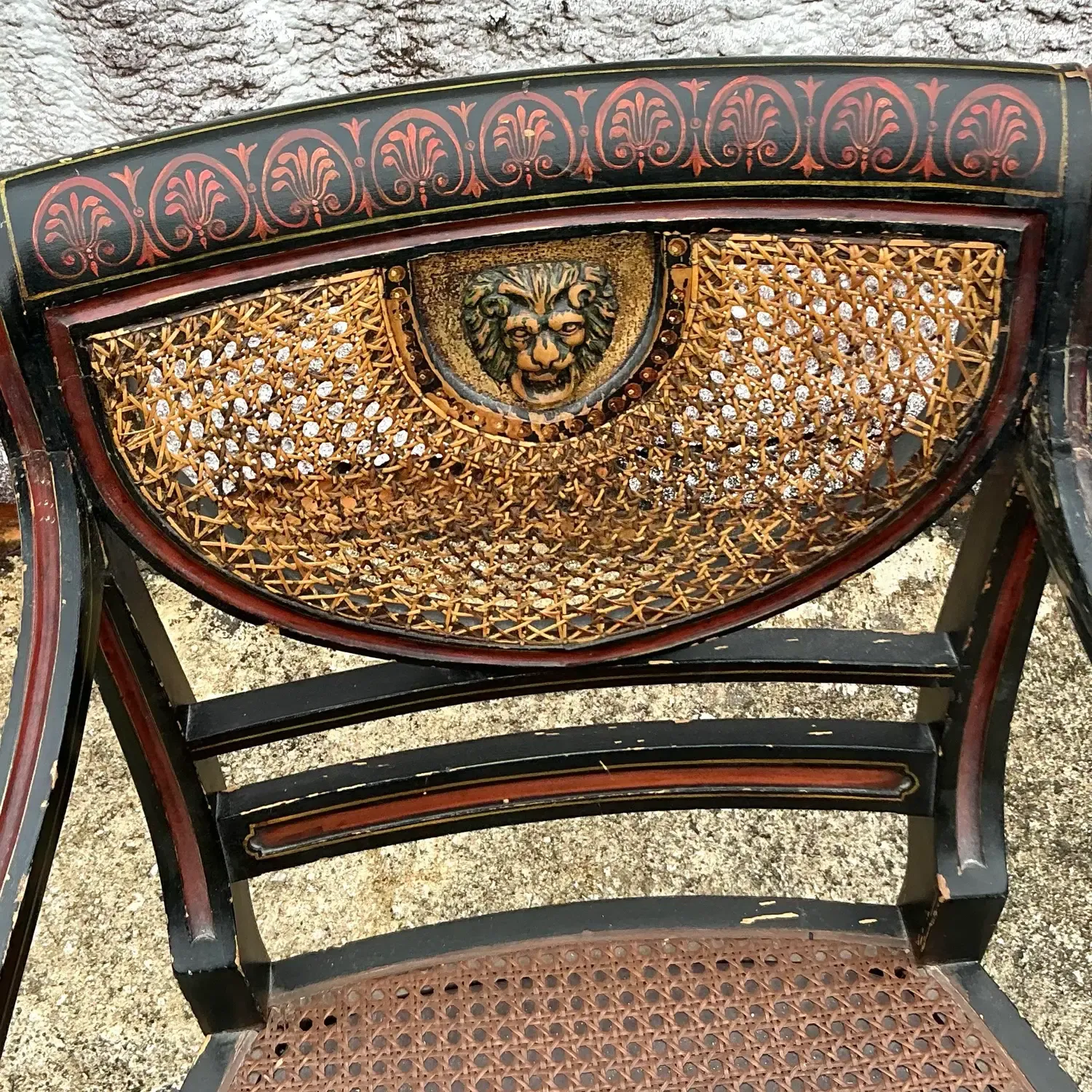 Vintage Regency Spider Web Cane Arm Chair — additional photo 4