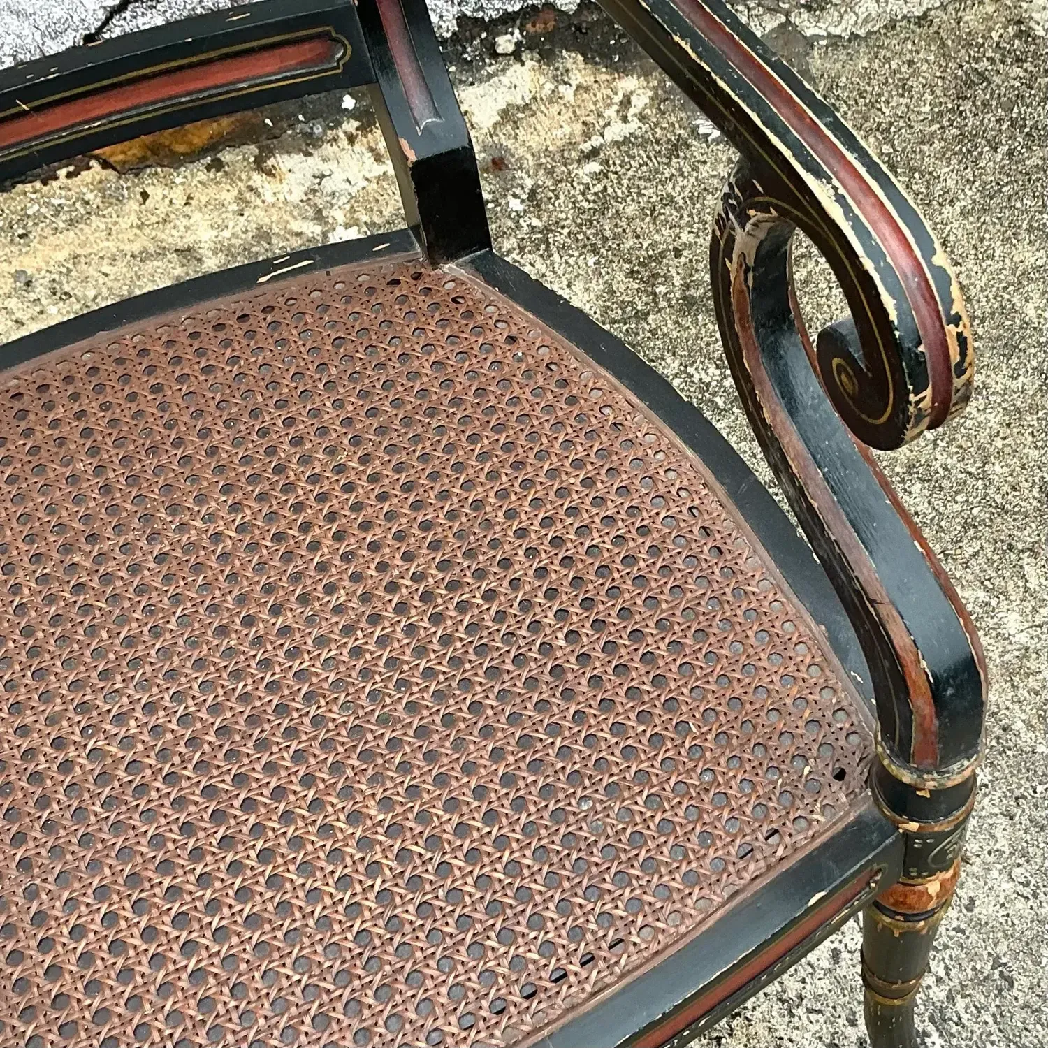 Vintage Regency Spider Web Cane Arm Chair — additional photo 6