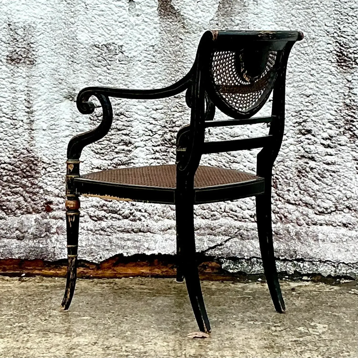 Vintage Regency Spider Web Cane Arm Chair — additional photo 7