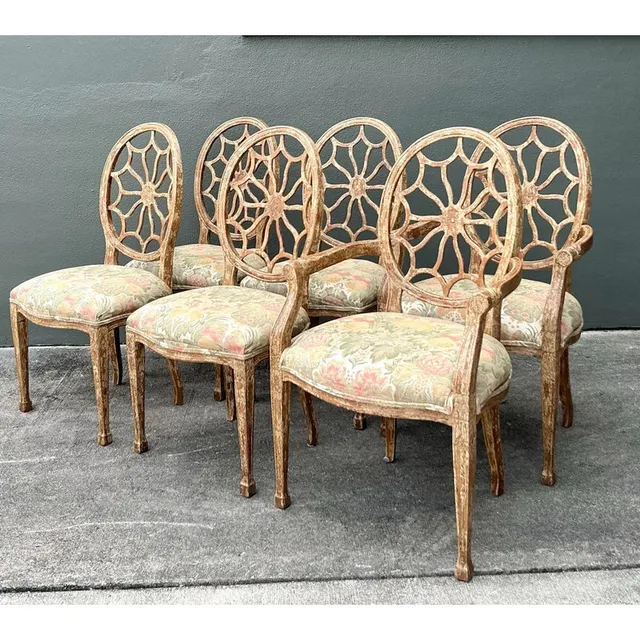 Vintage Regency Spider Web Dining Chairs - Set of 6 — additional photo 6