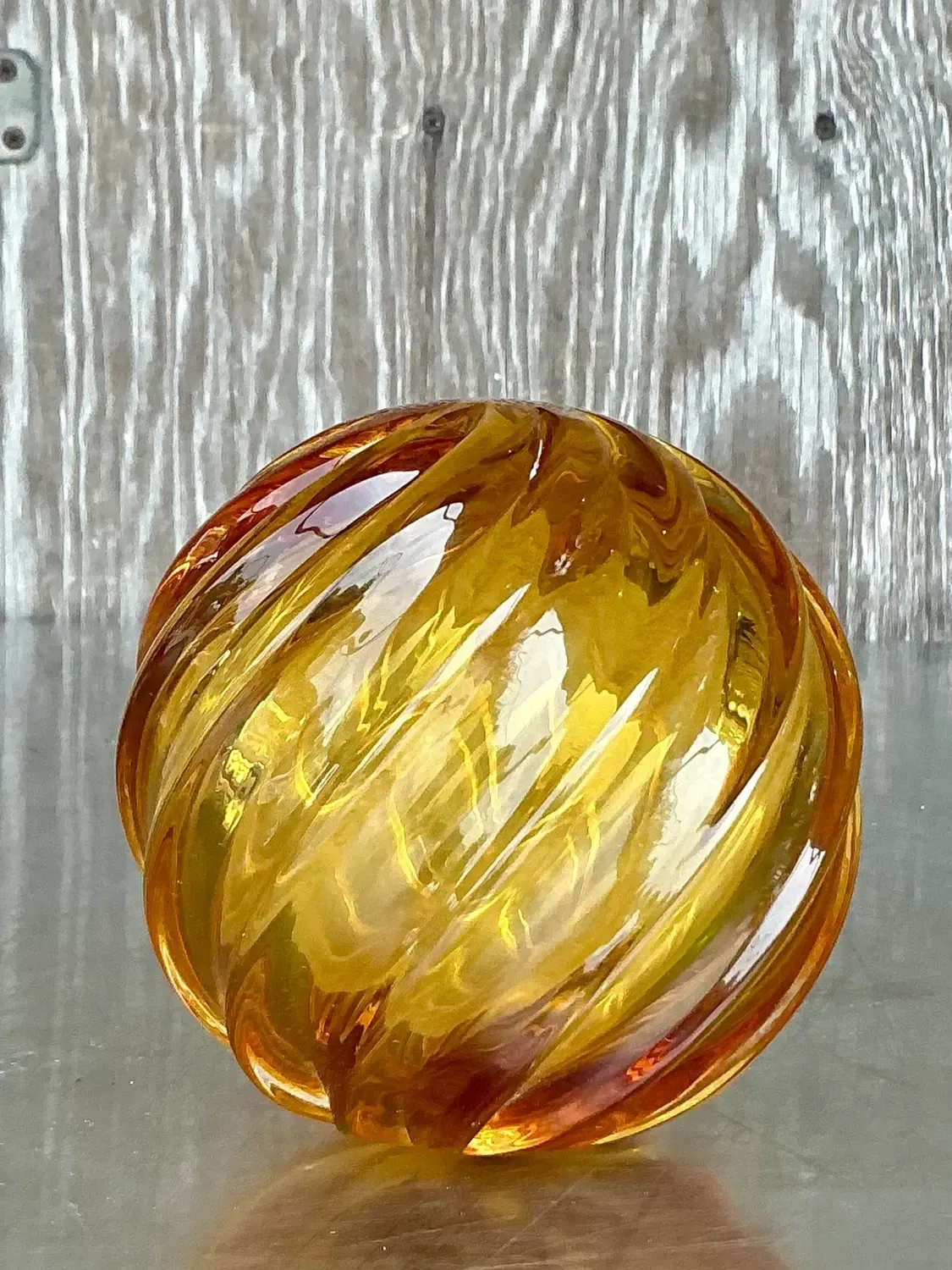 Vintage Regency Swirl Blown Glass Sphere — additional photo 3