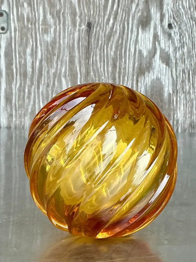 Vintage Regency Swirl Blown Glass Sphere — additional photo 3