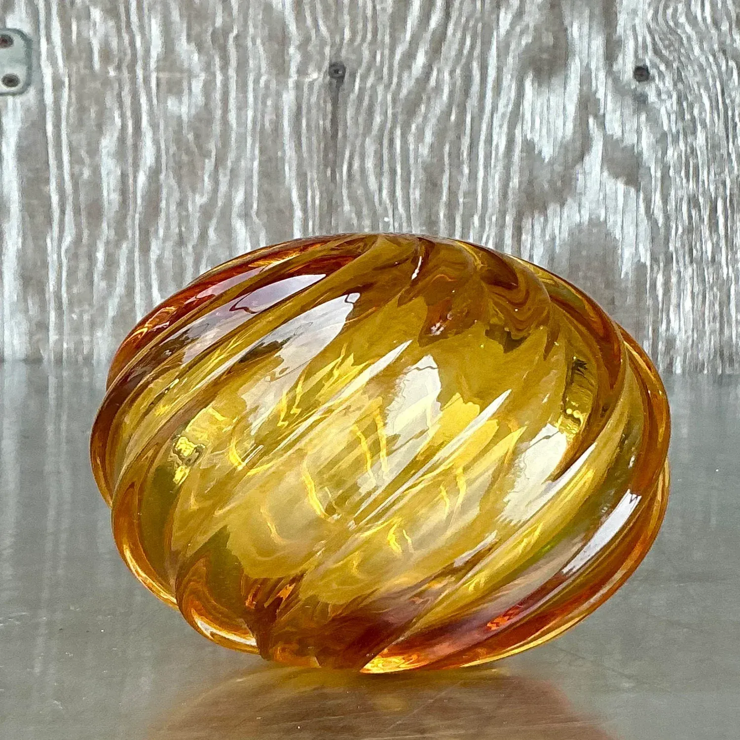 Vintage Regency Swirl Blown Glass Sphere — additional photo 5