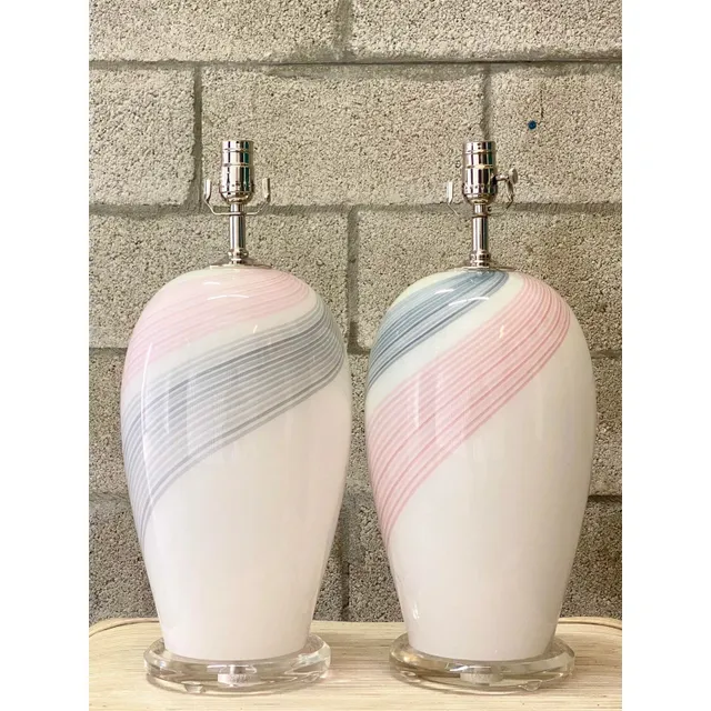 Vintage Regency Swirl Murano Glass Lamps — additional photo 3
