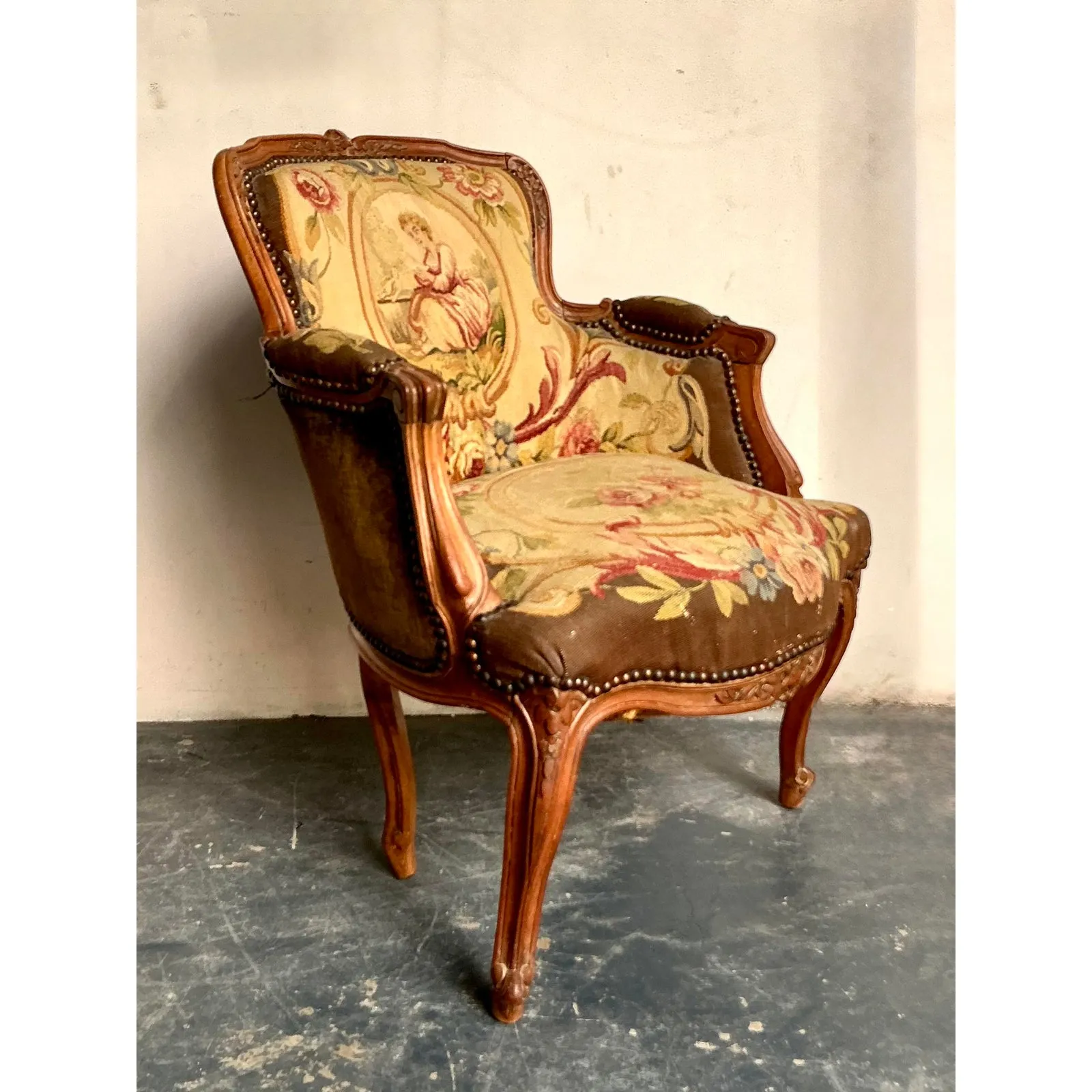 Vintage Regency Tapestry Lounge Chair — additional photo 1