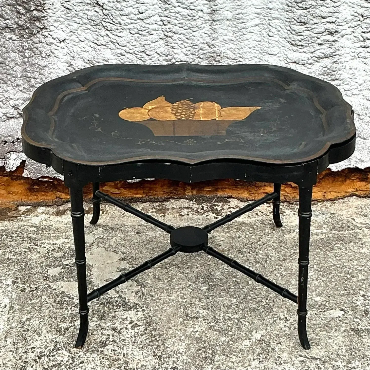 Vintage Regency Tole Fruit Tray Table — additional photo 1