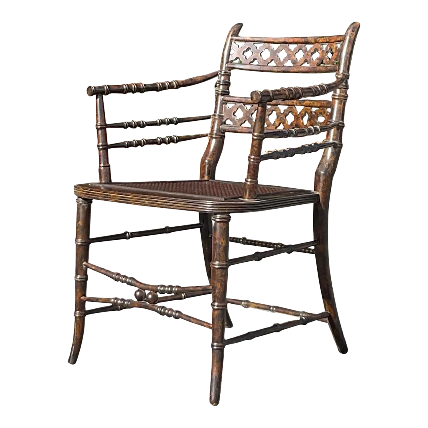 Vintage Regency Trellis Cane Chair