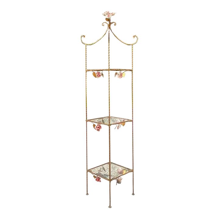Vintage Regency Twisted Gilt Roses Etagere — additional photo 2