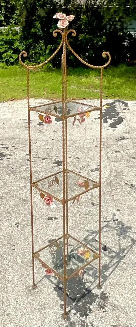 Vintage Regency Twisted Gilt Roses Etagere — additional photo 4