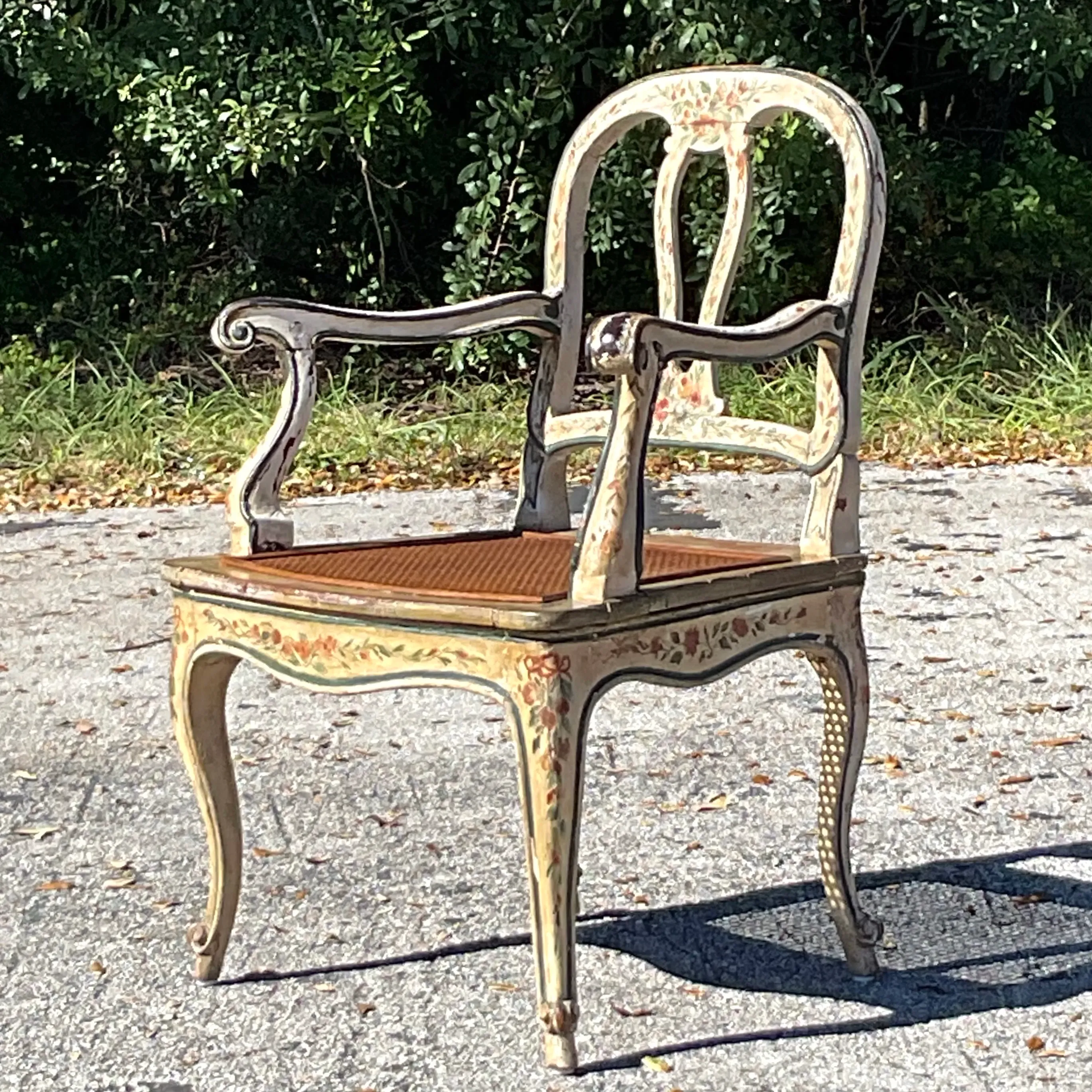 Vintage Regency Venetian Hand Painted Cane Chair — additional photo 1
