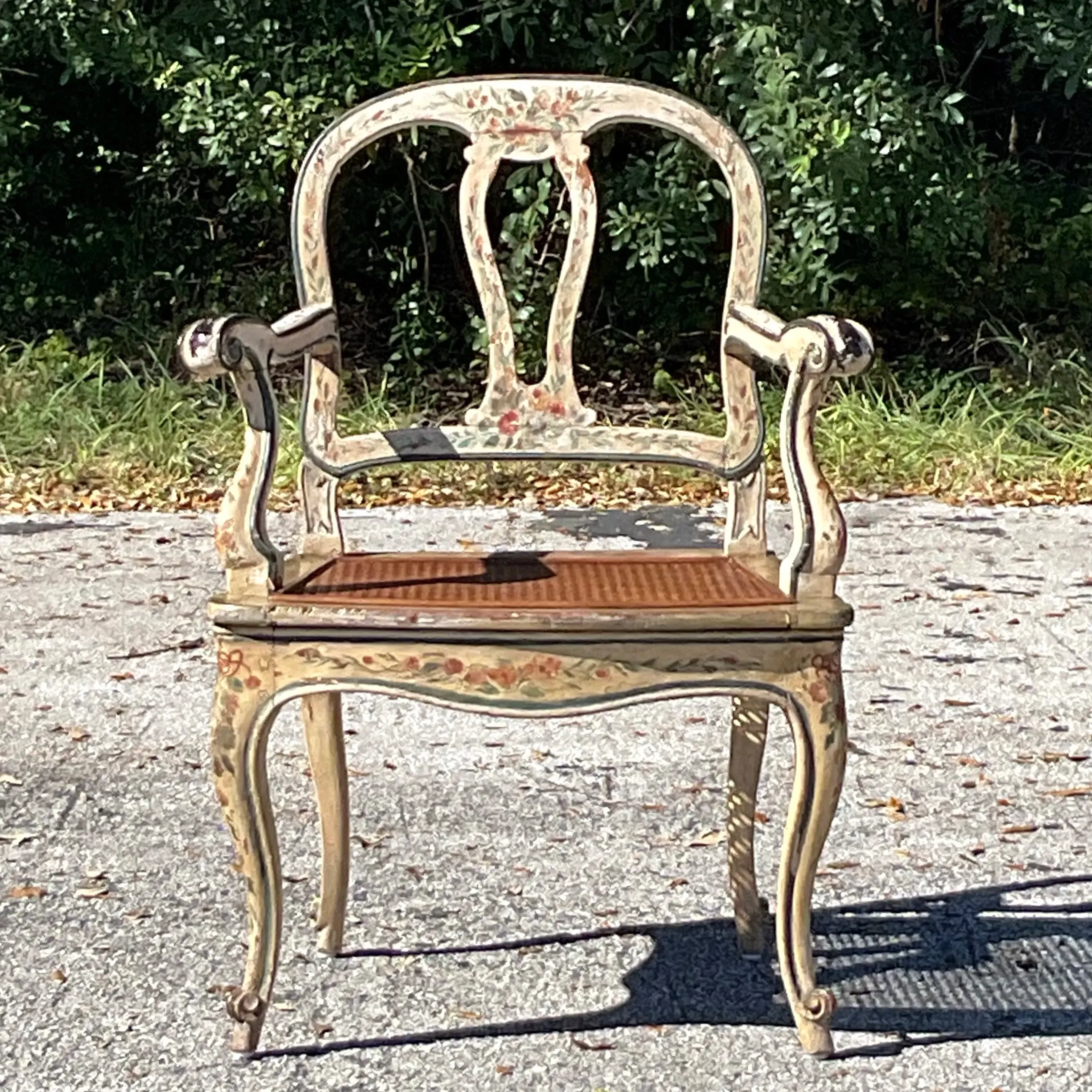 Vintage Regency Venetian Hand Painted Cane Chair — additional photo 4