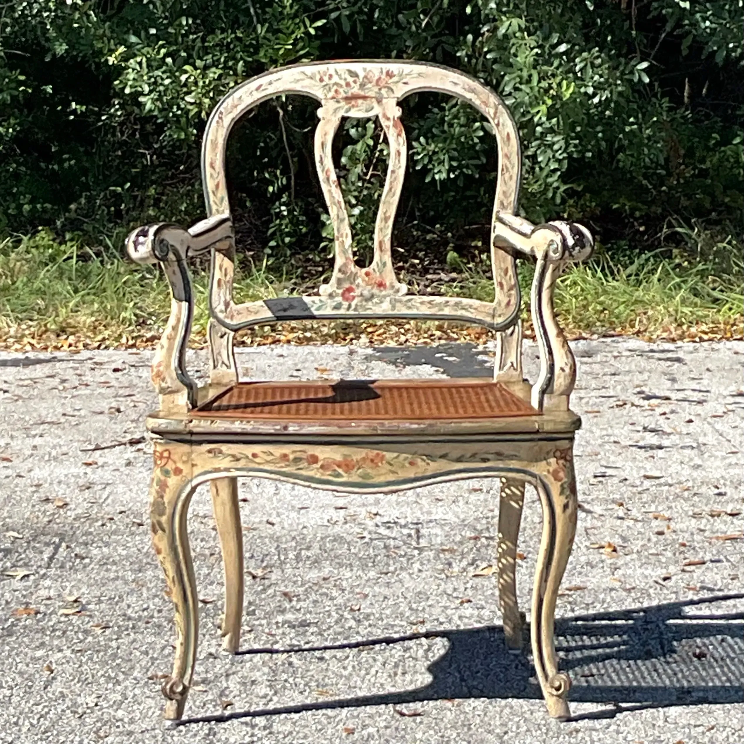 Vintage Regency Venetian Hand Painted Cane Chair — additional photo 5