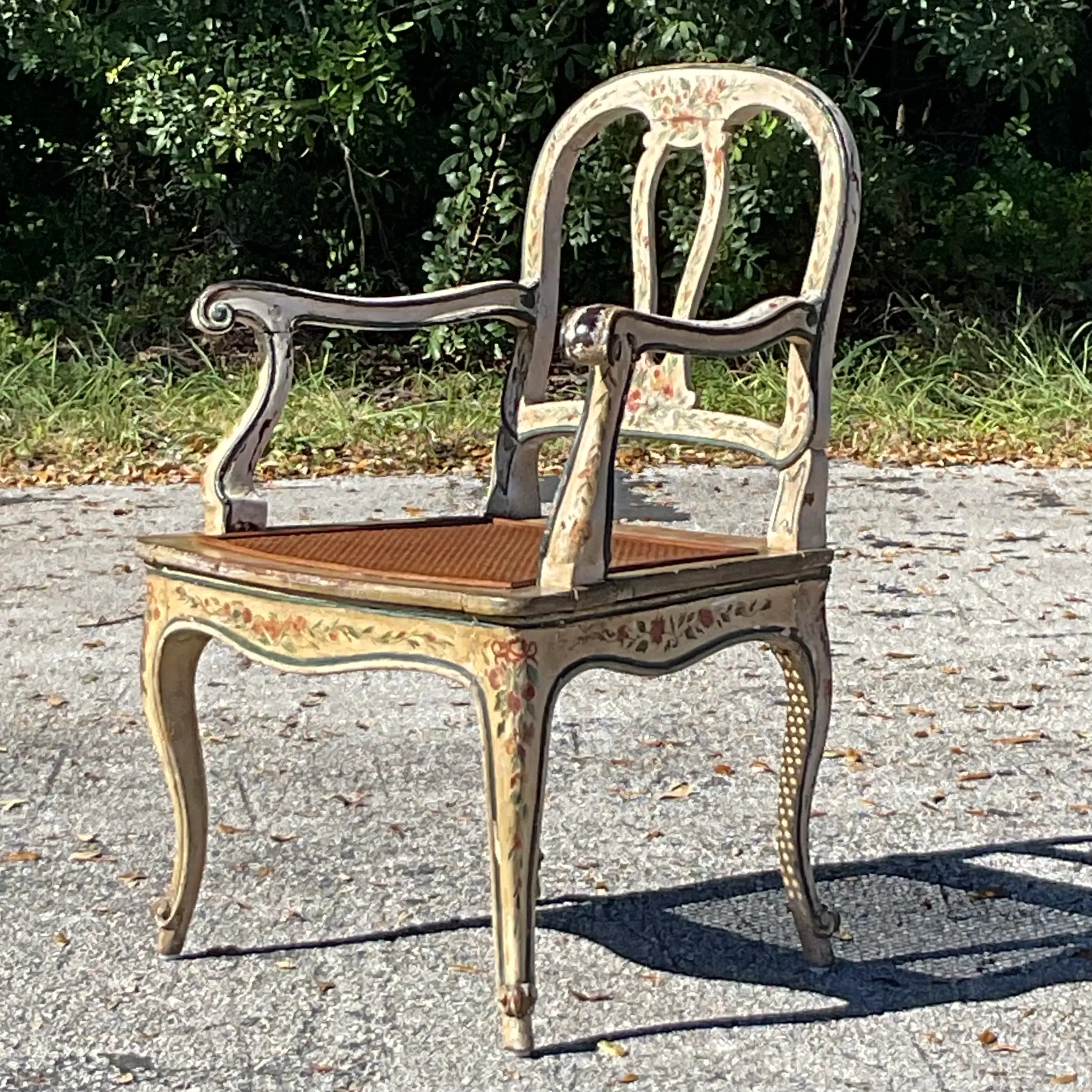 Vintage Regency Venetian Hand Painted Cane Chair — additional photo 6