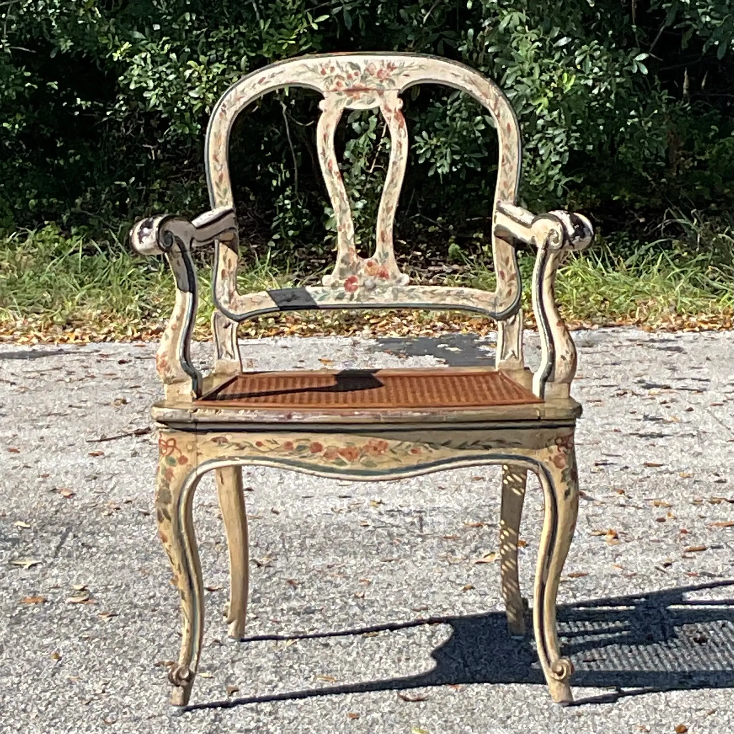 Vintage Regency Venetian Hand Painted Cane Chair — additional photo 7