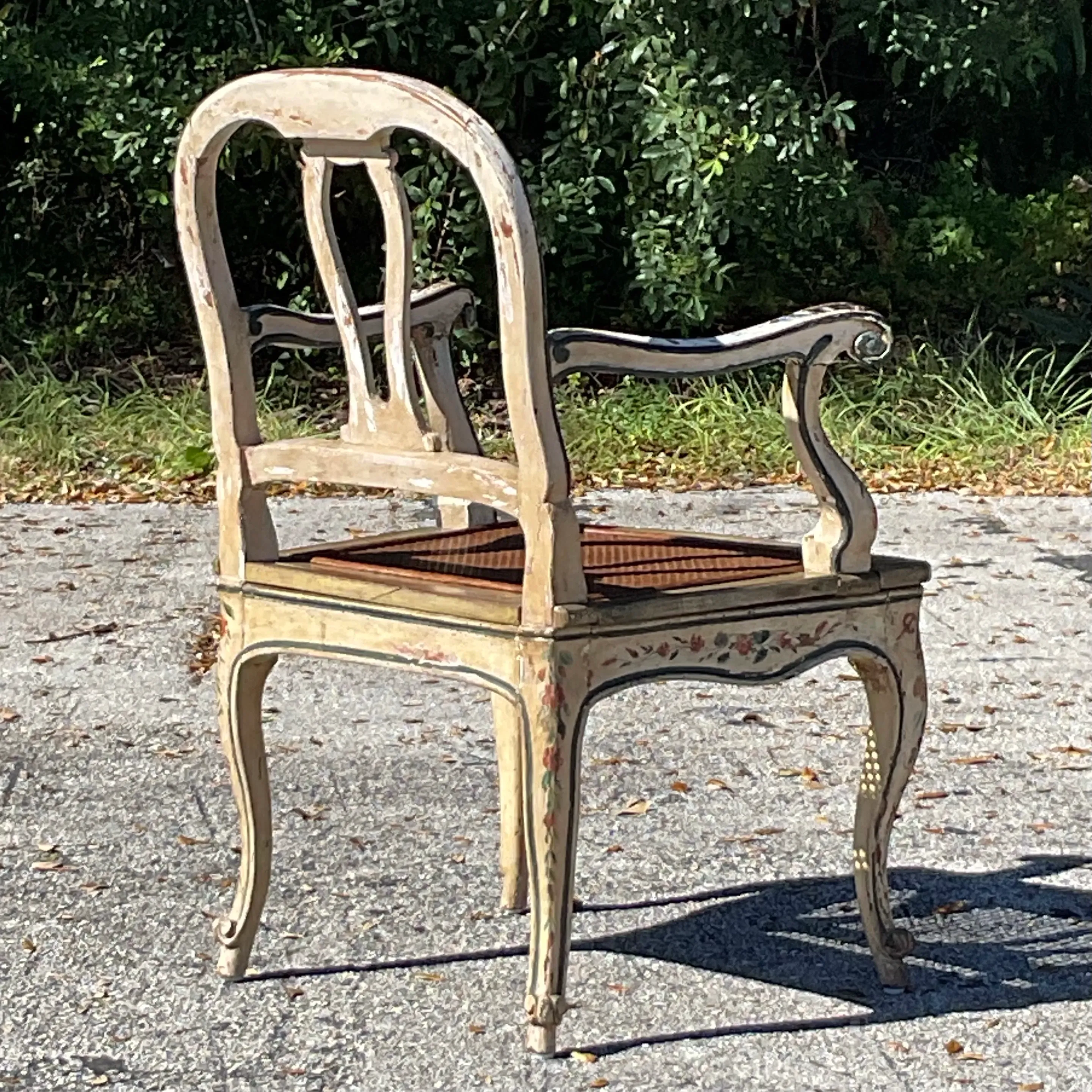 Vintage Regency Venetian Hand Painted Cane Chair — additional photo 8
