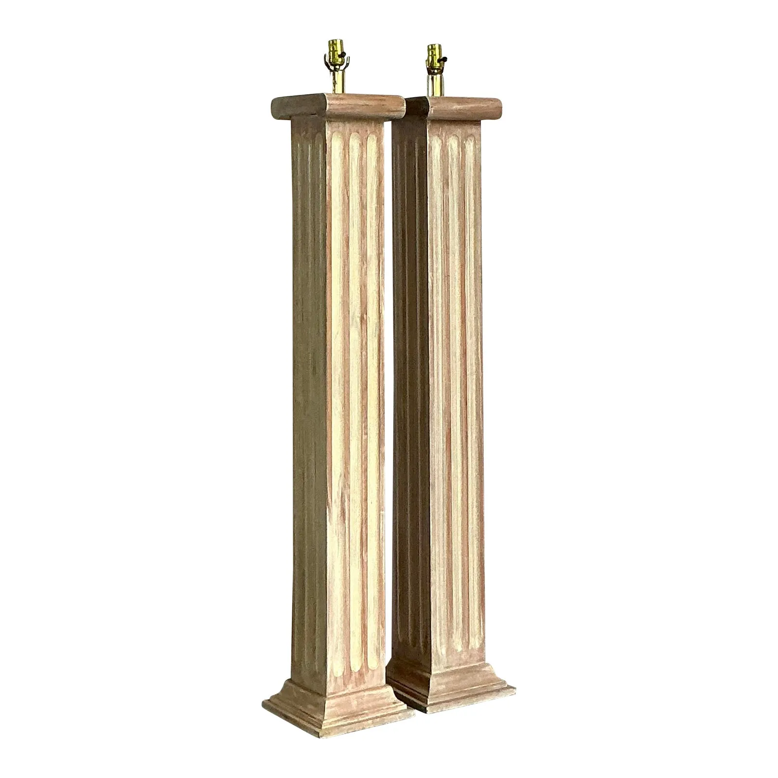 Vintage Regency Wooden Column Floor Lamps - A Pair — additional photo 1