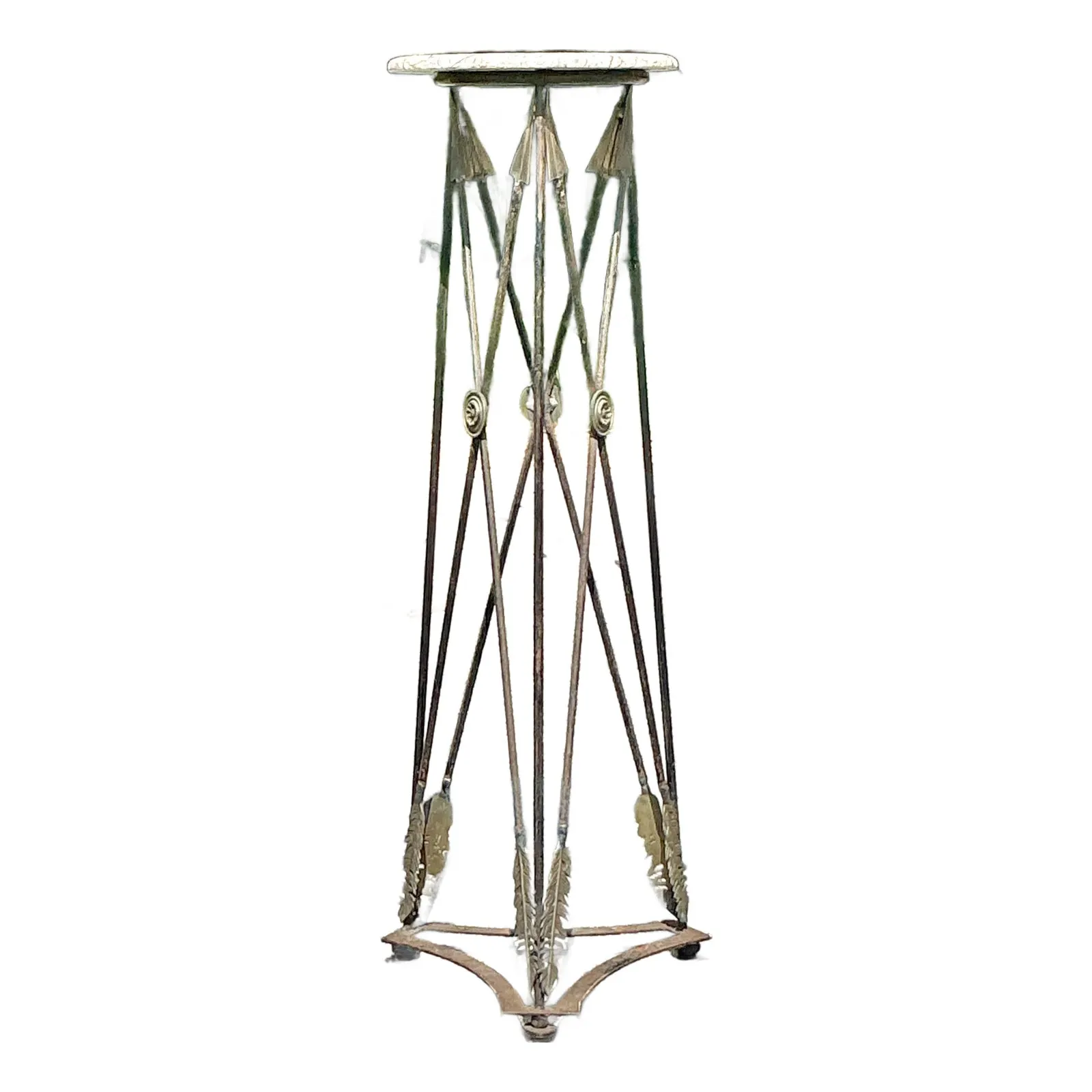 Vintage Regency Wrought Iron and Brass Arrow Pedestal — additional photo 1