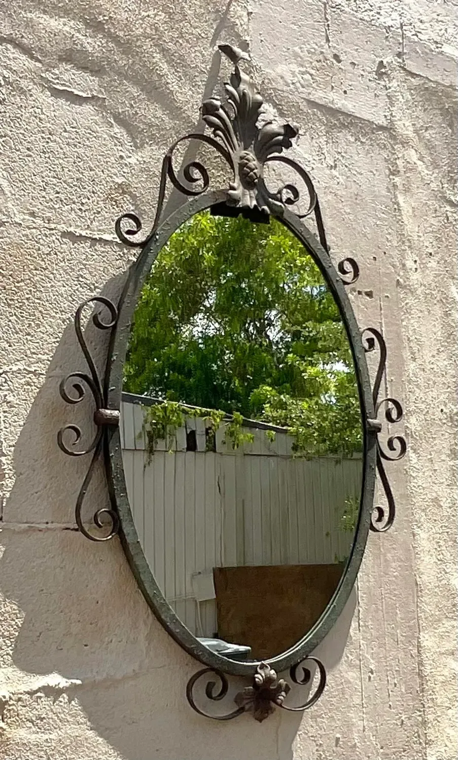 Vintage Regency Wrought Iron Oval Mirror — additional photo 2