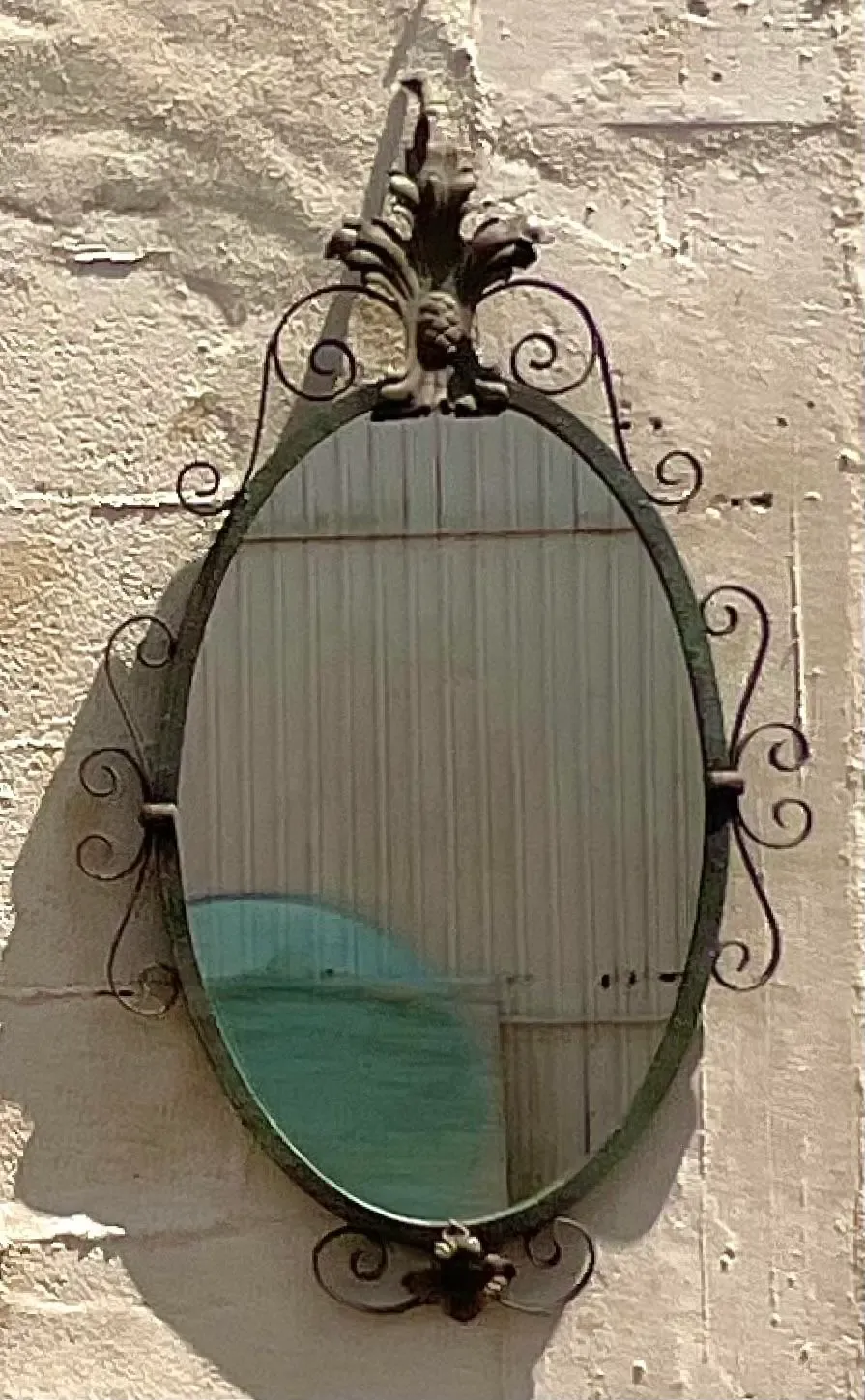 Vintage Regency Wrought Iron Oval Mirror — additional photo 3