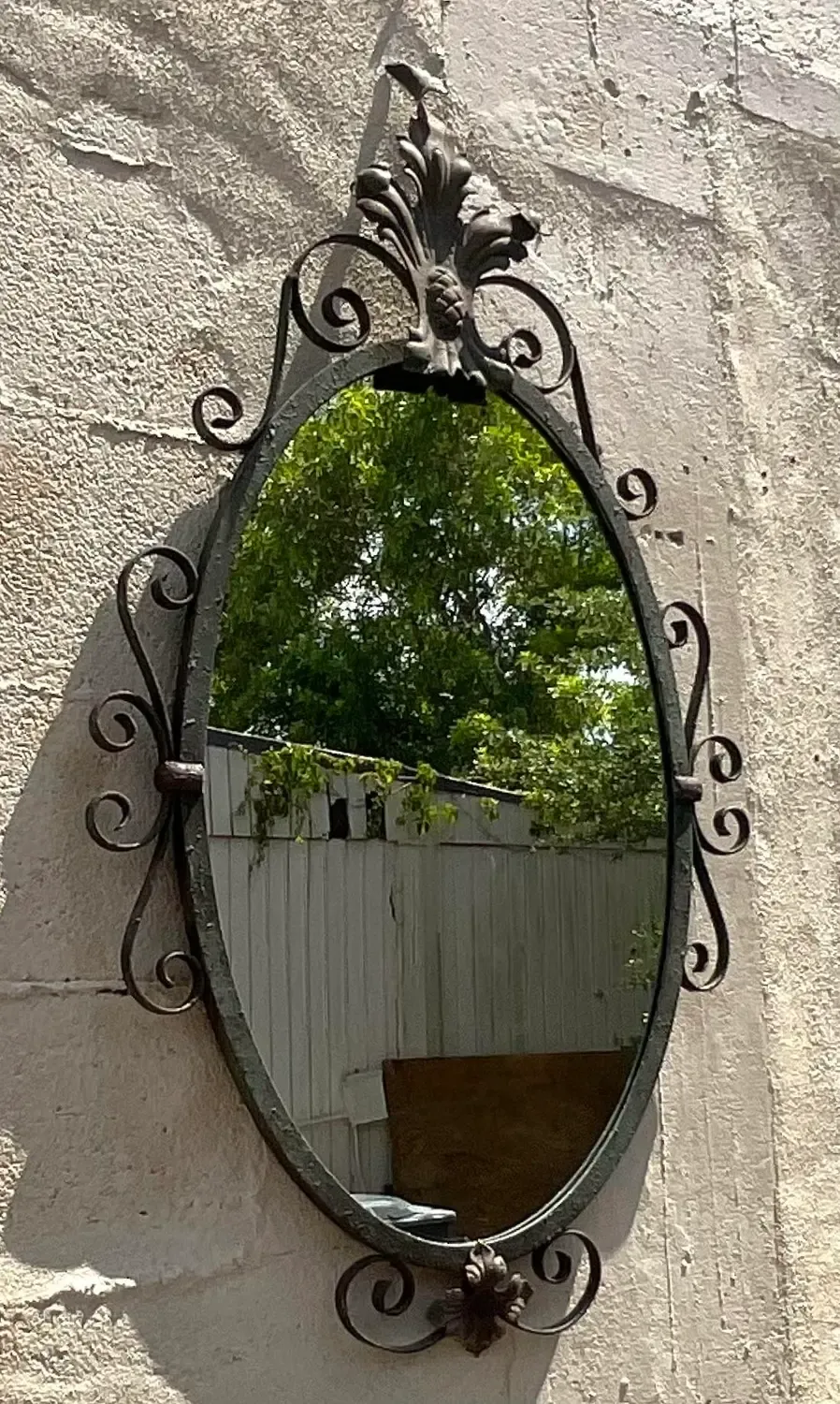 Vintage Regency Wrought Iron Oval Mirror — additional photo 4
