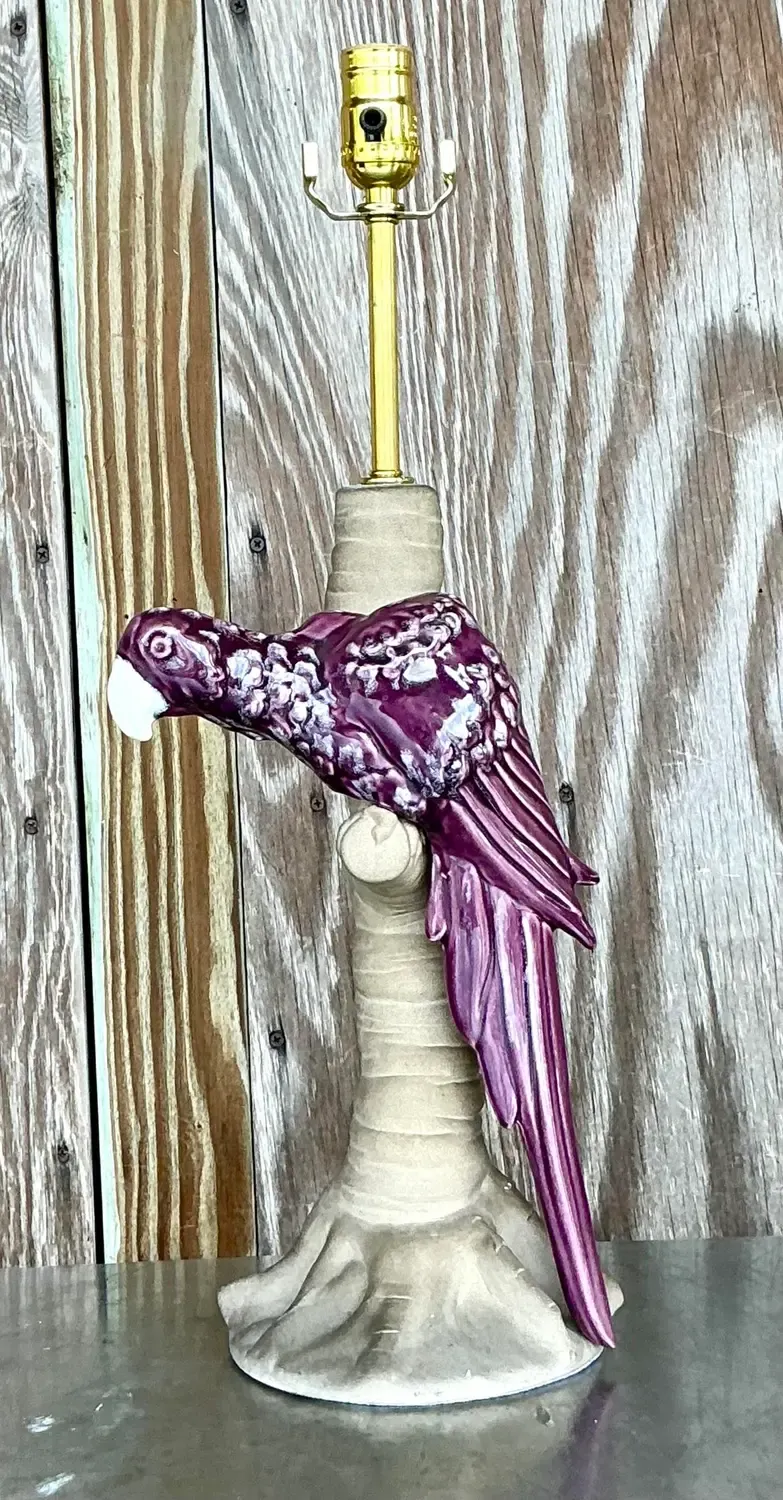 Vintage Royal Haeger Glazed Ceramic Parrot Lamp — additional photo 2