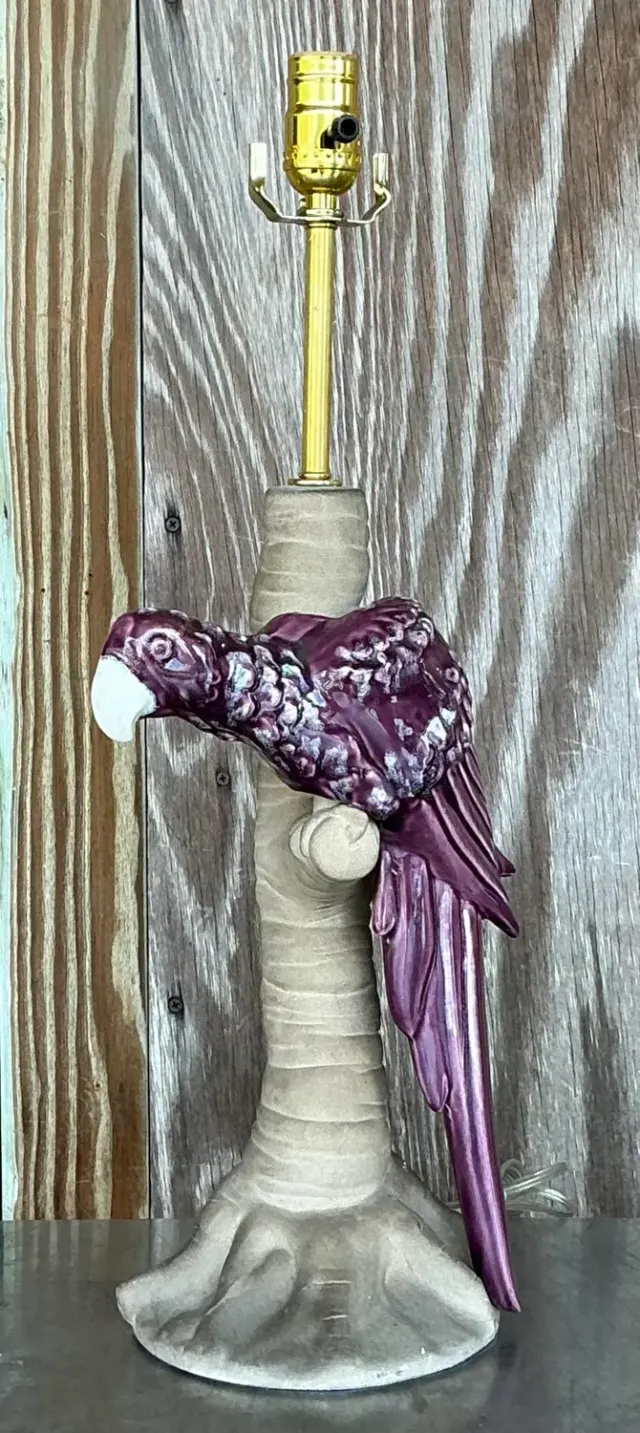 Vintage Royal Haeger Glazed Ceramic Parrot Lamp — additional photo 3