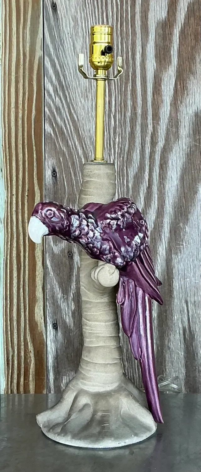Vintage Royal Haeger Glazed Ceramic Parrot Lamp — additional photo 4