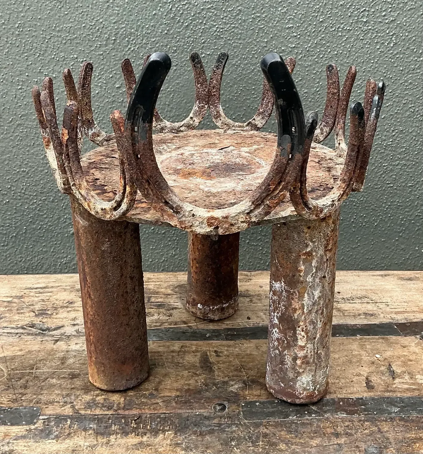 Vintage Rusty Horseshoe Plant Stand — additional photo 5