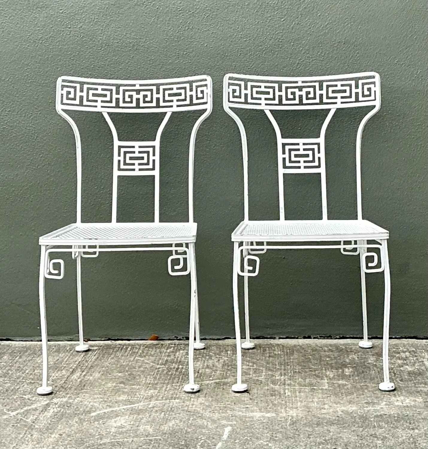 Vintage Salterini Greek Key Wrought Iron Dining Chairs - A Pair — additional photo 2