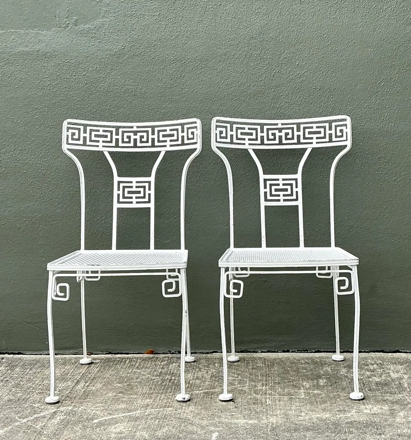 Vintage Salterini Greek Key Wrought Iron Dining Chairs - A Pair — additional photo 3