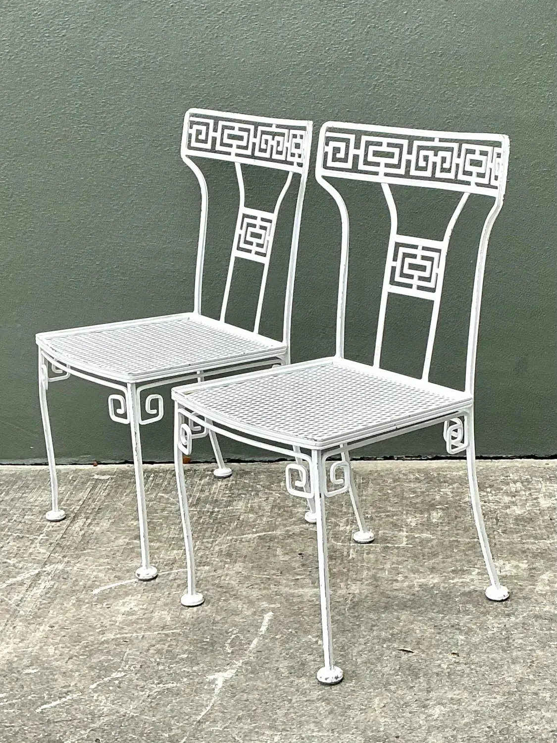 Vintage Salterini Greek Key Wrought Iron Dining Chairs - A Pair — additional photo 4