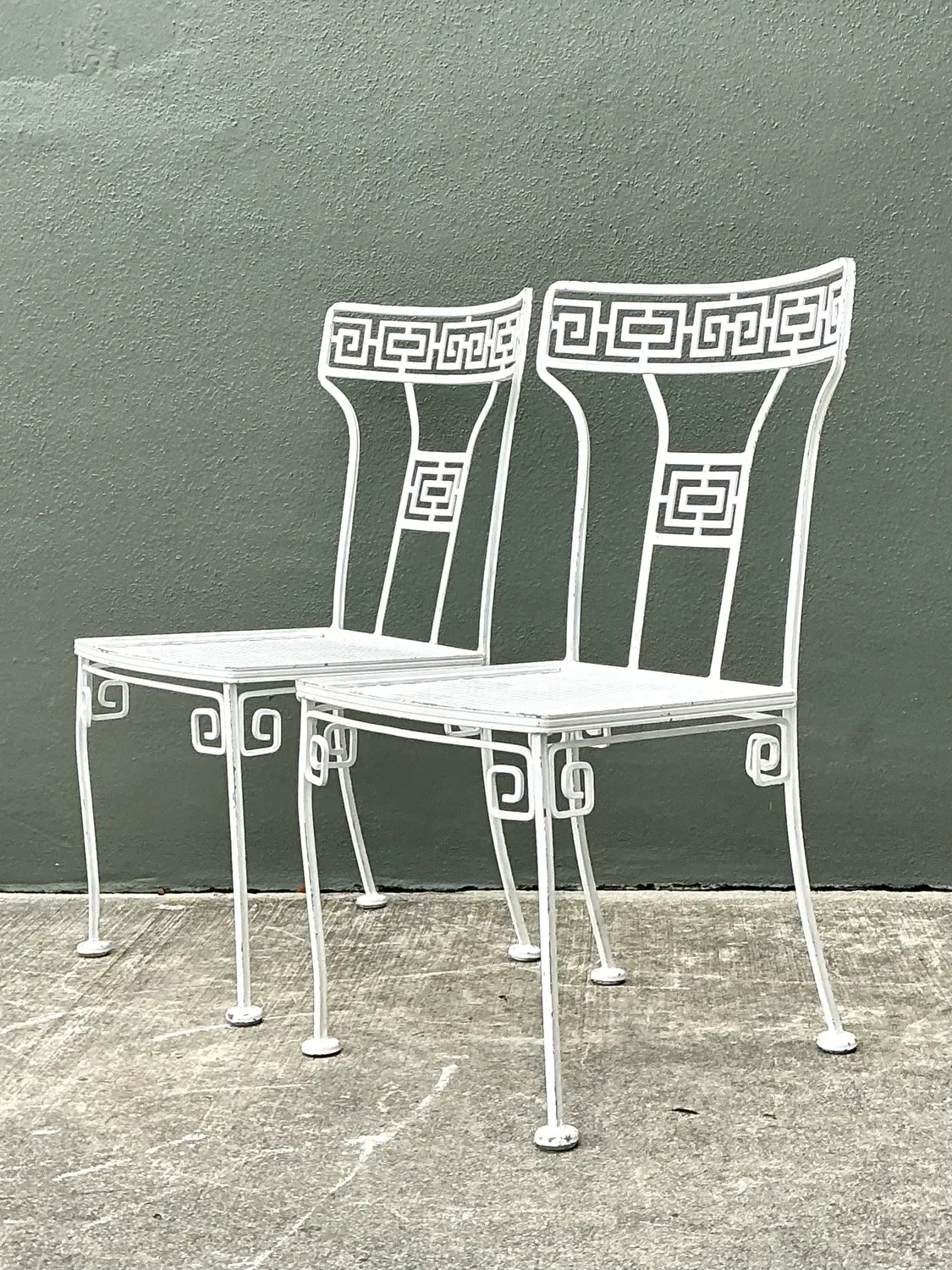 Vintage Salterini Greek Key Wrought Iron Dining Chairs - A Pair — additional photo 5
