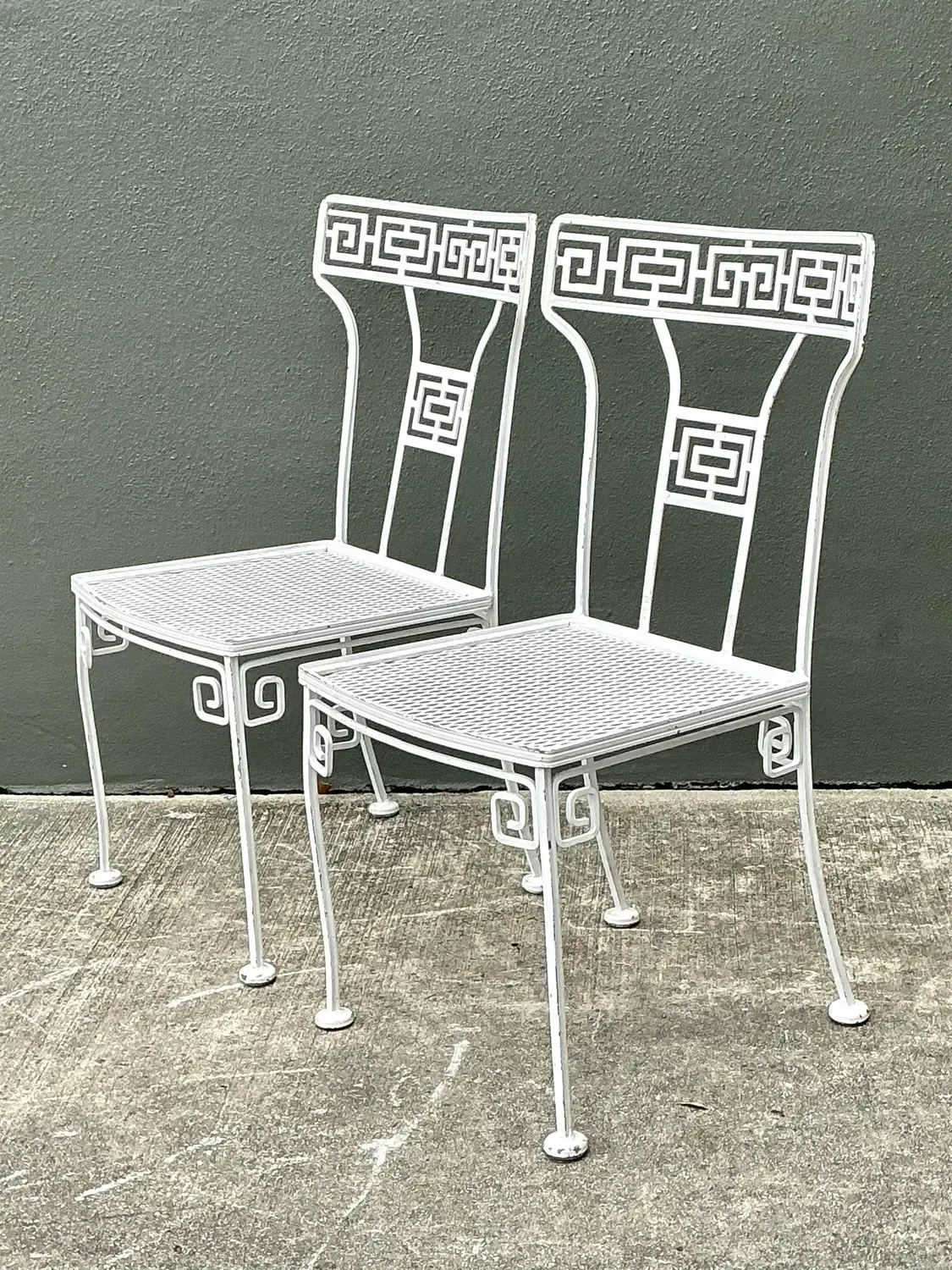 Vintage Salterini Greek Key Wrought Iron Dining Chairs - A Pair — additional photo 6