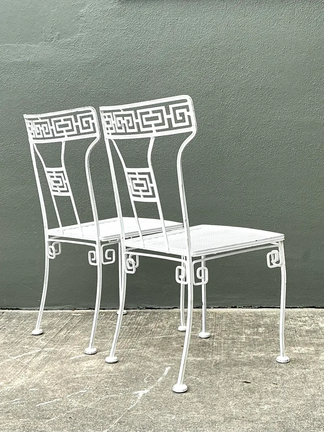 Vintage Salterini Greek Key Wrought Iron Dining Chairs - A Pair — additional photo 7