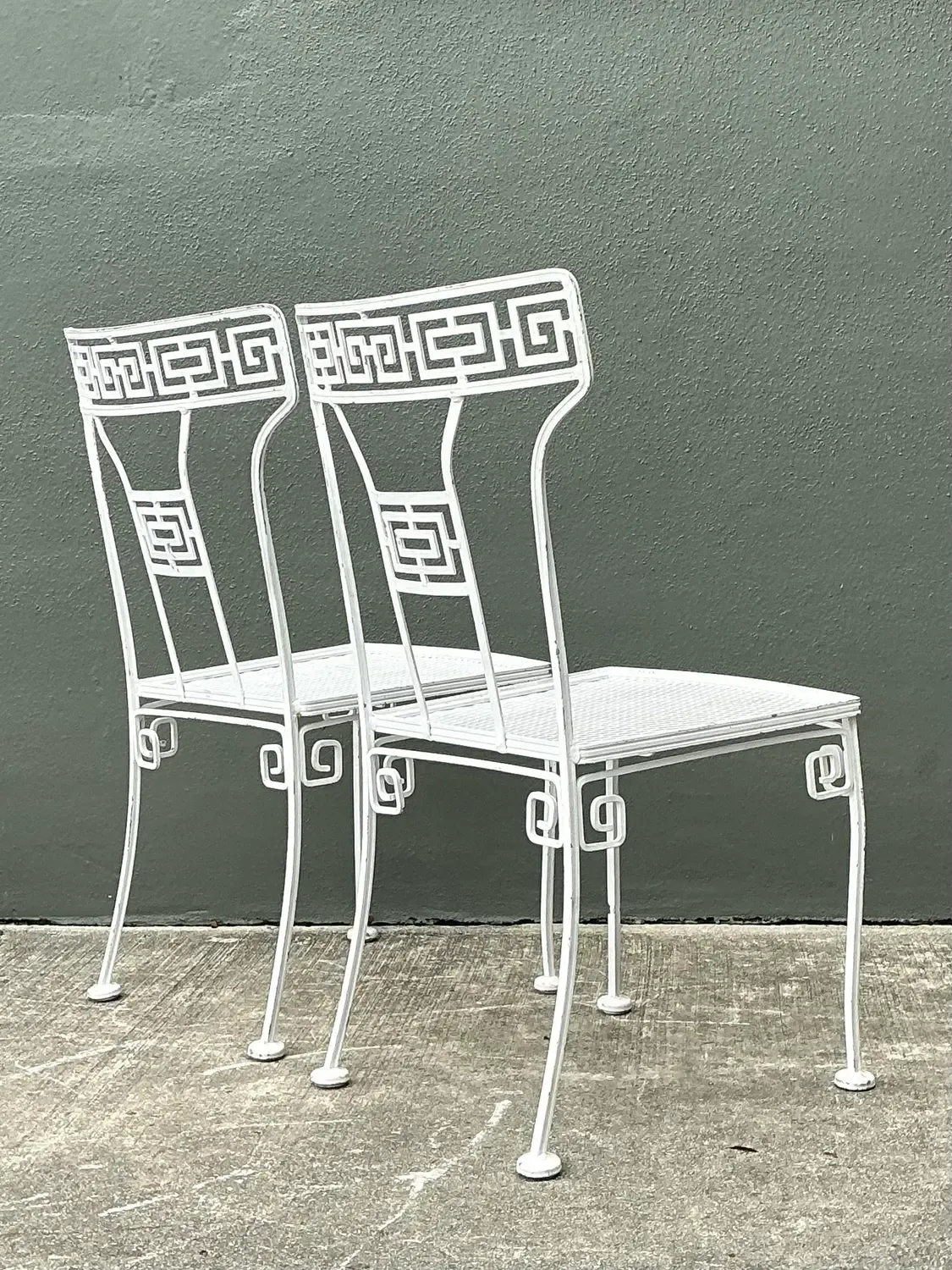 Vintage Salterini Greek Key Wrought Iron Dining Chairs - A Pair — additional photo 8