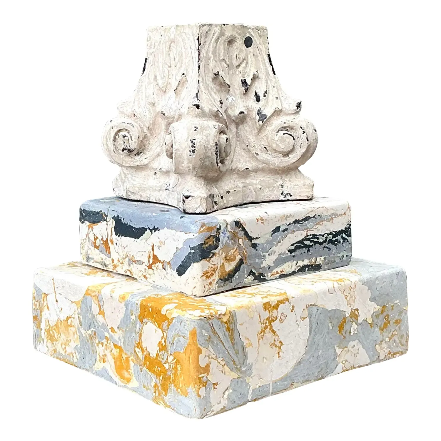 Vintage Scagliola Artisan Plaster Totem — additional photo 1