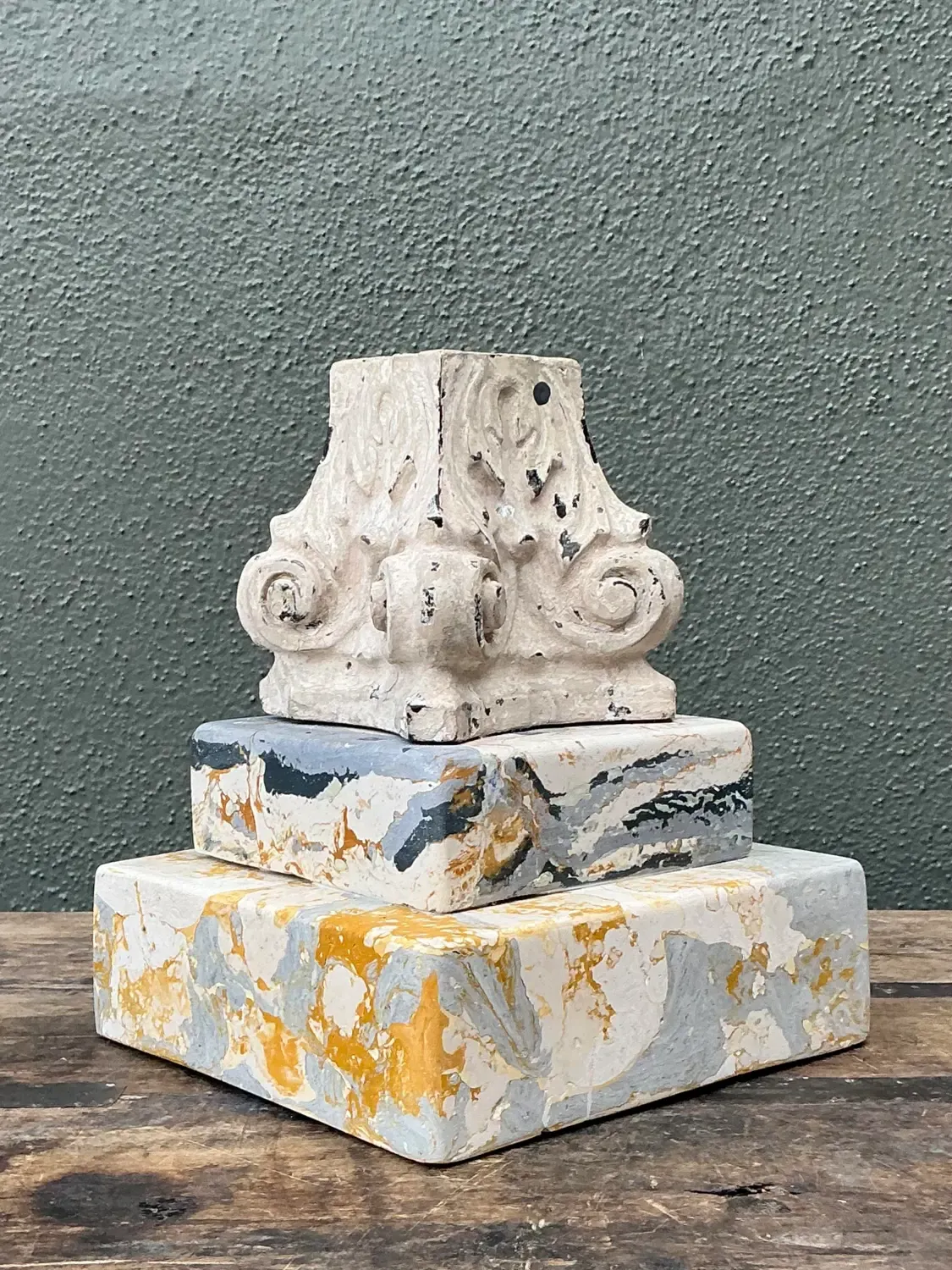 Vintage Scagliola Artisan Plaster Totem — additional photo 4