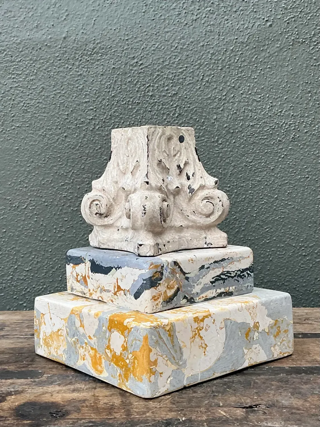 Vintage Scagliola Artisan Plaster Totem — additional photo 6