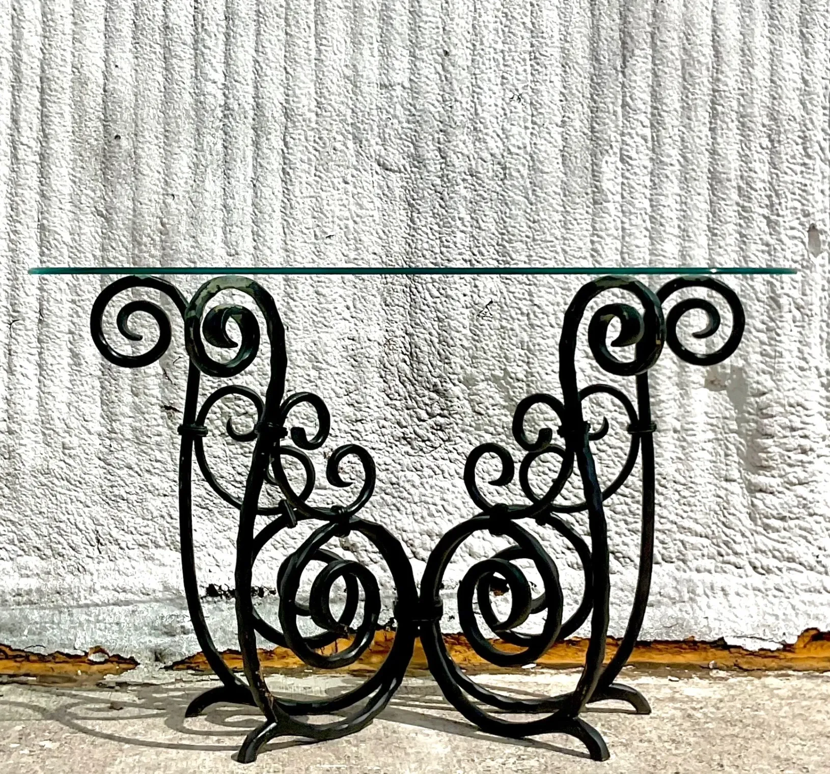 Vintage Scroll Wrought Iron Console Table — additional photo 2