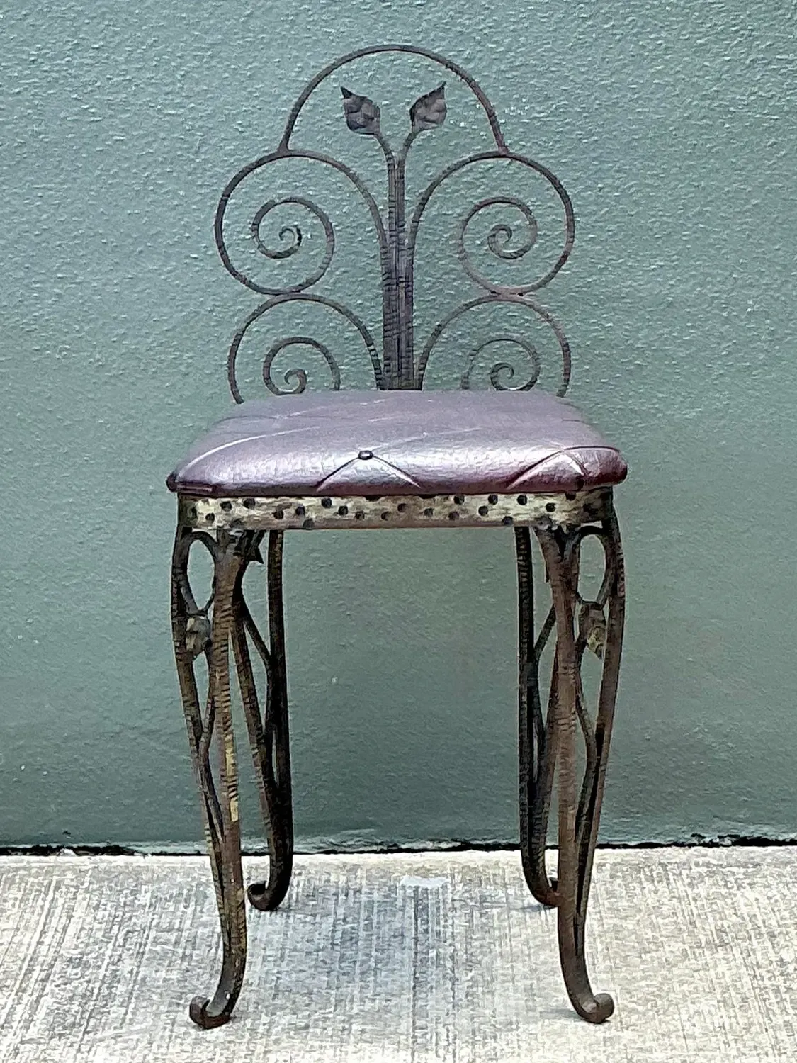 Vintage Scroll Wrought Iron Vanity Chair — additional photo 2