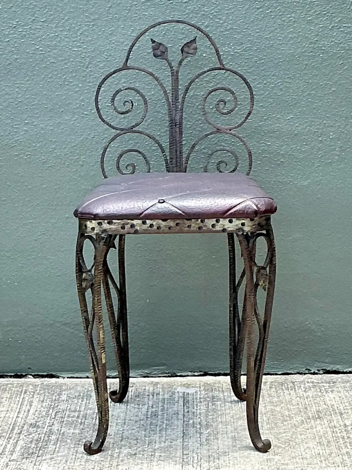 Vintage Scroll Wrought Iron Vanity Chair — additional photo 4