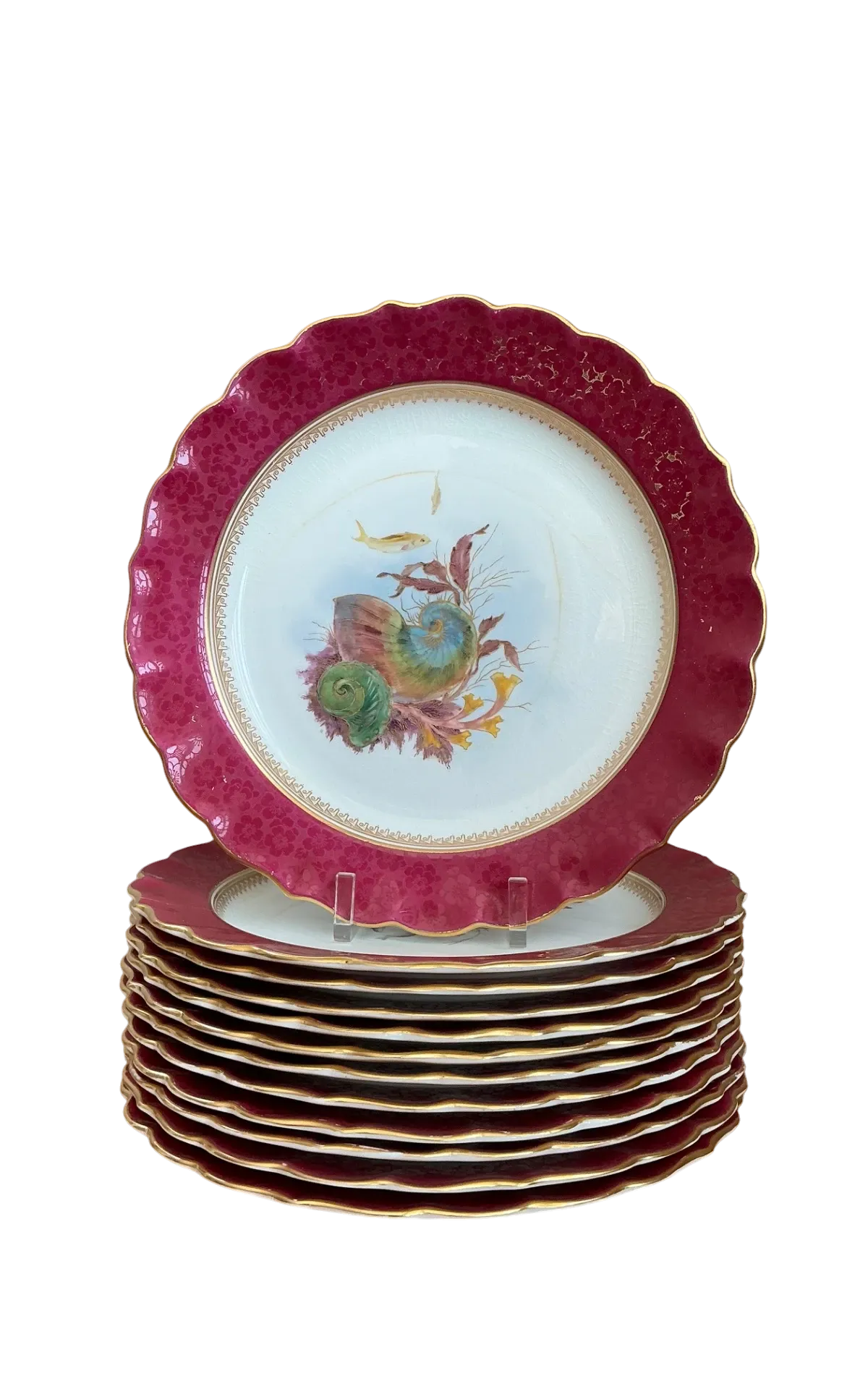 Vintage Sea Life Decorated Dinner Plates - Set of 12