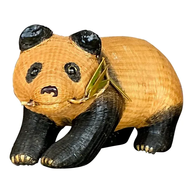 Vintage Shanghai Handicraft Weave Standing Panda — additional photo 1