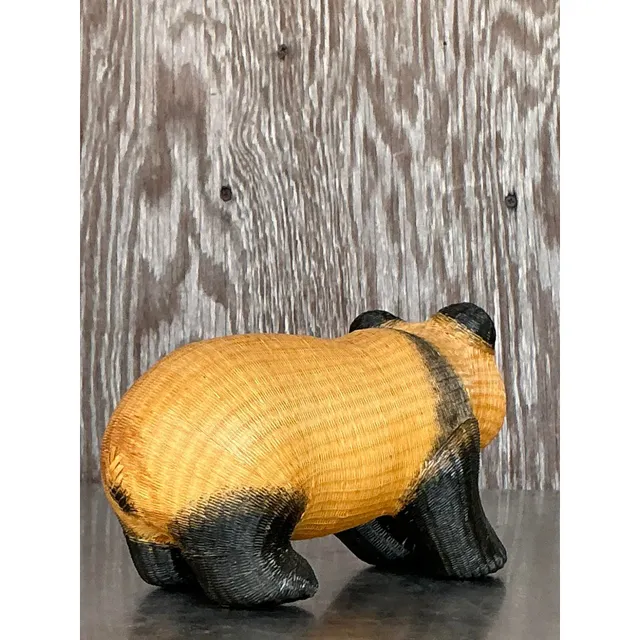 Vintage Shanghai Handicraft Weave Standing Panda — additional photo 2