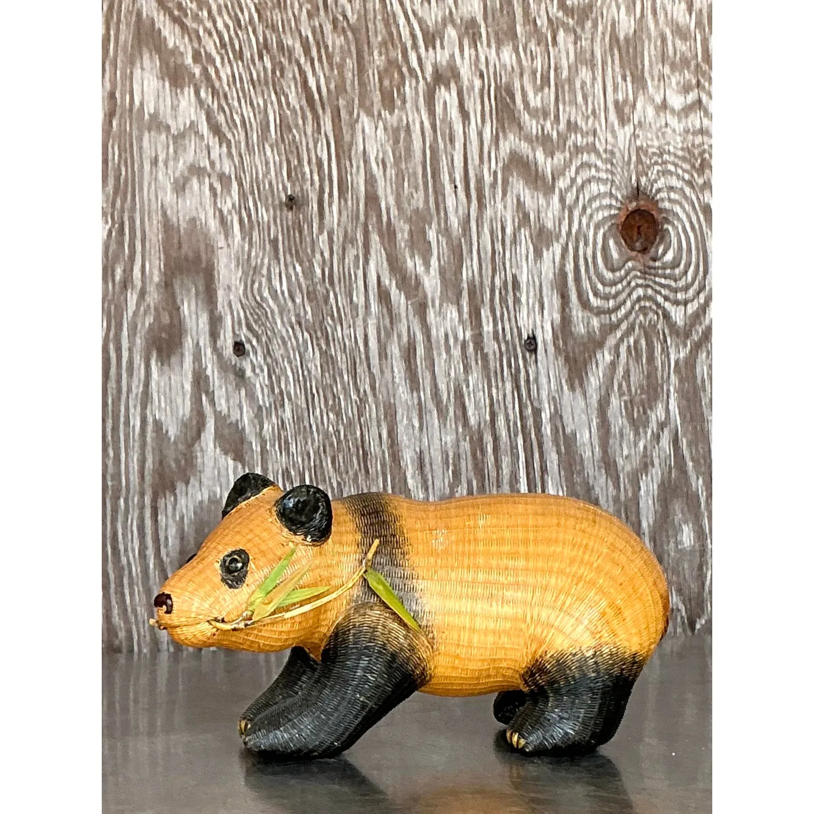 Vintage Shanghai Handicraft Weave Standing Panda — additional photo 4
