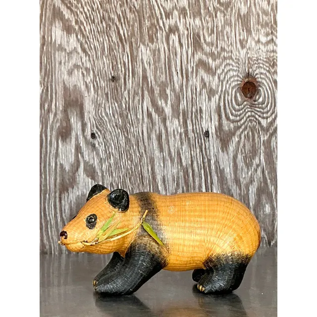 Vintage Shanghai Handicraft Weave Standing Panda — additional photo 4