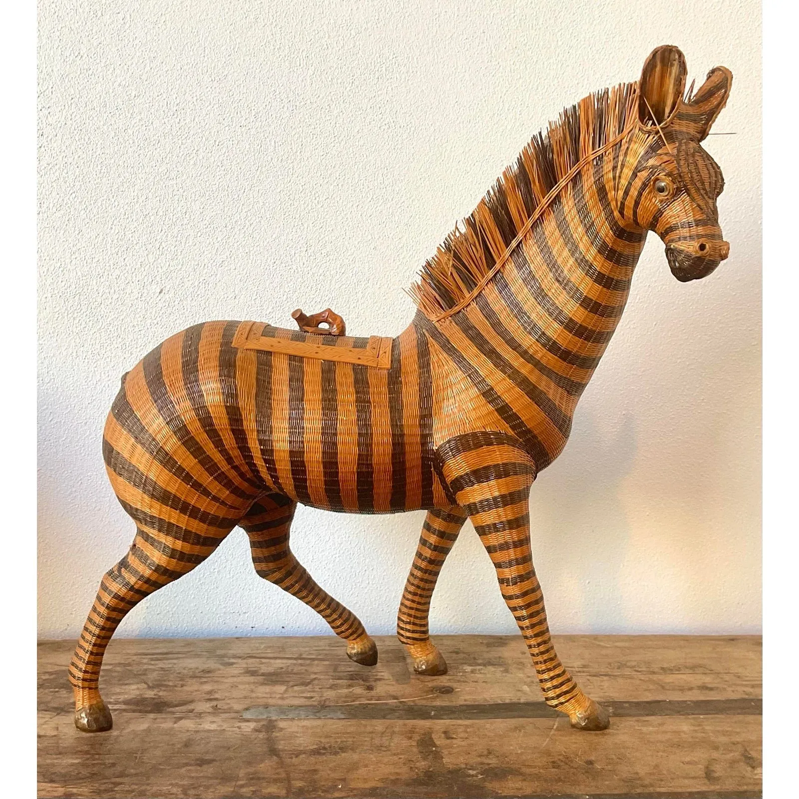 Vintage Shanghai Handicrafts Zebra Basket — additional photo 5