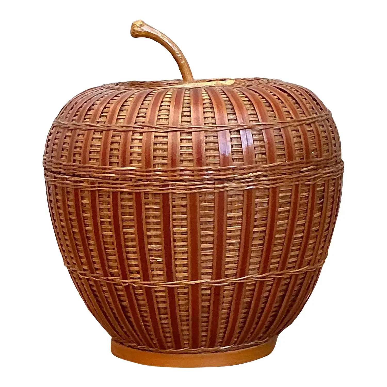 Vintage Shanghai Weave Rattan Lidded Apple — additional photo 1
