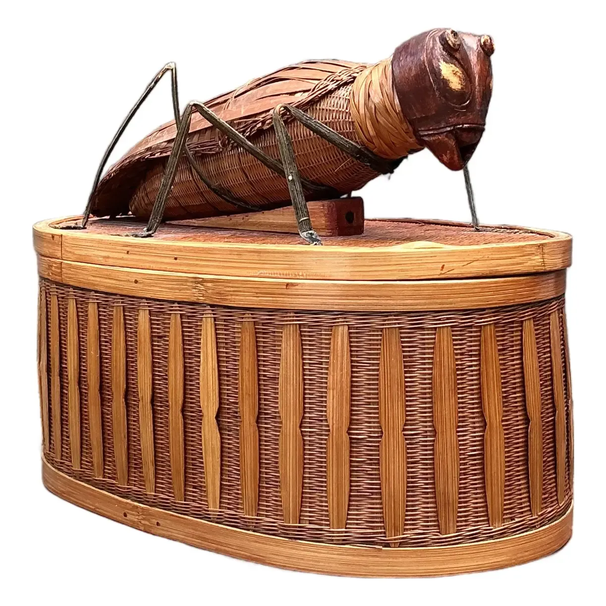 Vintage Shanghai Weave Woven Rattan Bug Box — additional photo 1