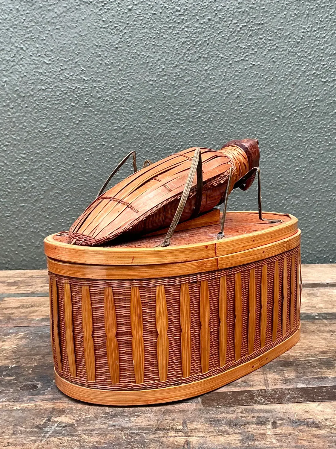Vintage Shanghai Weave Woven Rattan Bug Box — additional photo 3